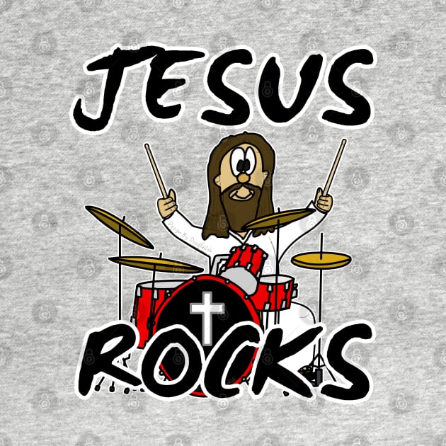 Jesus Rocks Drums Drum Kit Christian Drummer Funny by doodlerob